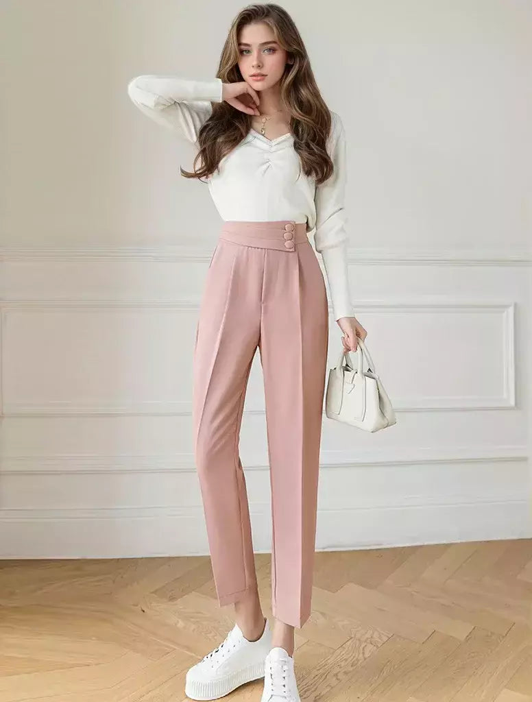 Carmela High-Waisted Cashmere-Feel Trousers
